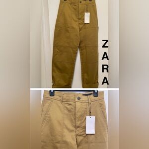 ZARA Stylish Tan Twill Pants - Size S - NEW